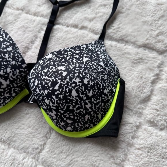 Victoria's Secret PINK | Black Dot & Neon Wear Everywhere Push-Up | Size 34B - Picture 4 of 12